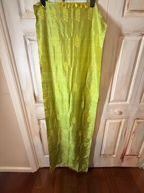 Lime Green and yellow Silk Embroidered Scarf